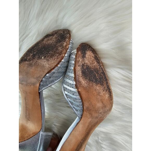Manolo Blahnik ASTUTADO Silver Nappa Dorsay Heels Shoes dize 36.5 - Picture 7 of 8